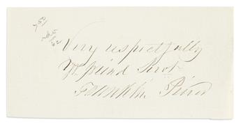 PIERCE, FRANKLIN. Two items: Partly-printed Document Signed, as President * Clipped Signature.
